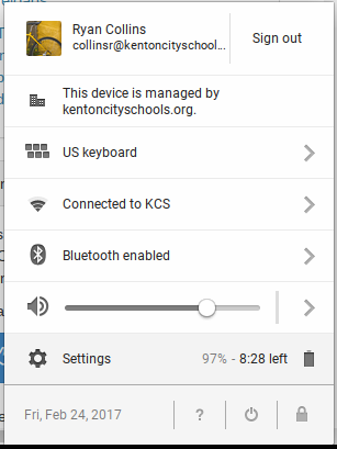 Chromebook - menu